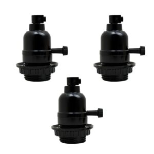 3Pack E27 Light Bulb Pendant Socket Holder,Screw White Plastic Lamp holder~4393