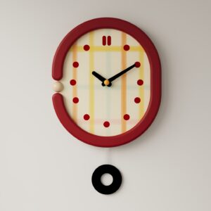 Red Grid Wall Clock