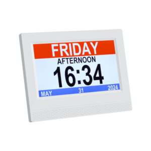 NNEDSZ 7" Digital Day Clock Calendar Alarm White