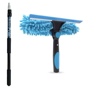 6.6ft Window Squeegee with Extension Pole, Window Cleaner Tool with 2-Stage Telescoping Pole, Window Cleaning Kit with 6.6ft Pole(2m) & Microfiber Cloths, 2 Blades Replacements