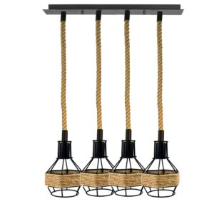 Vintage Industrial E27 4 Heads Hemp Rope Pendant Ceiling Light Retro Decor~2229