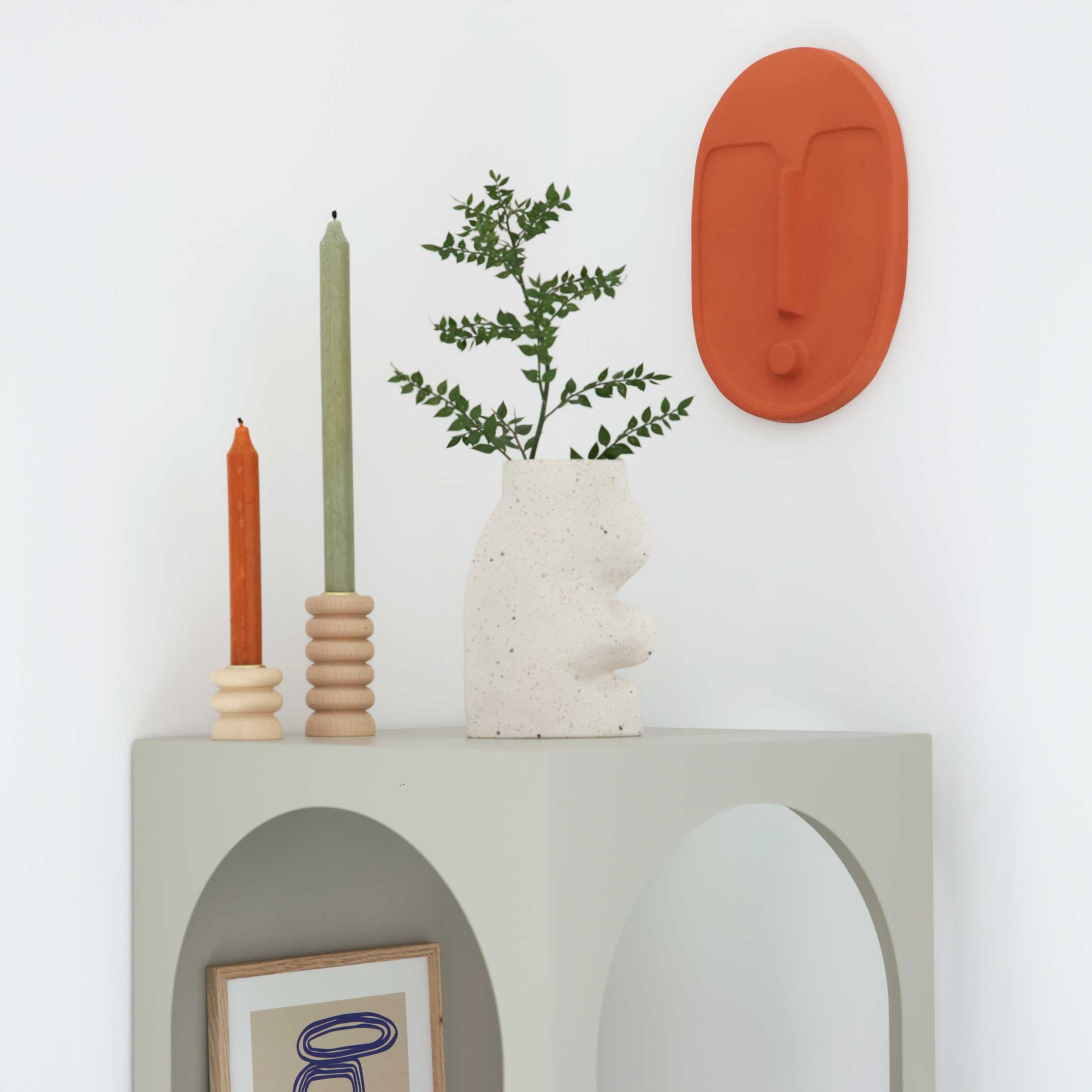 Ceramic Decorative Wall Mask - Terracotta Orange - Image 4